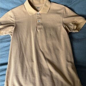Uniqlo Polo Shirt Men Mustard Yellow Textured Knit - Mens Size Small S